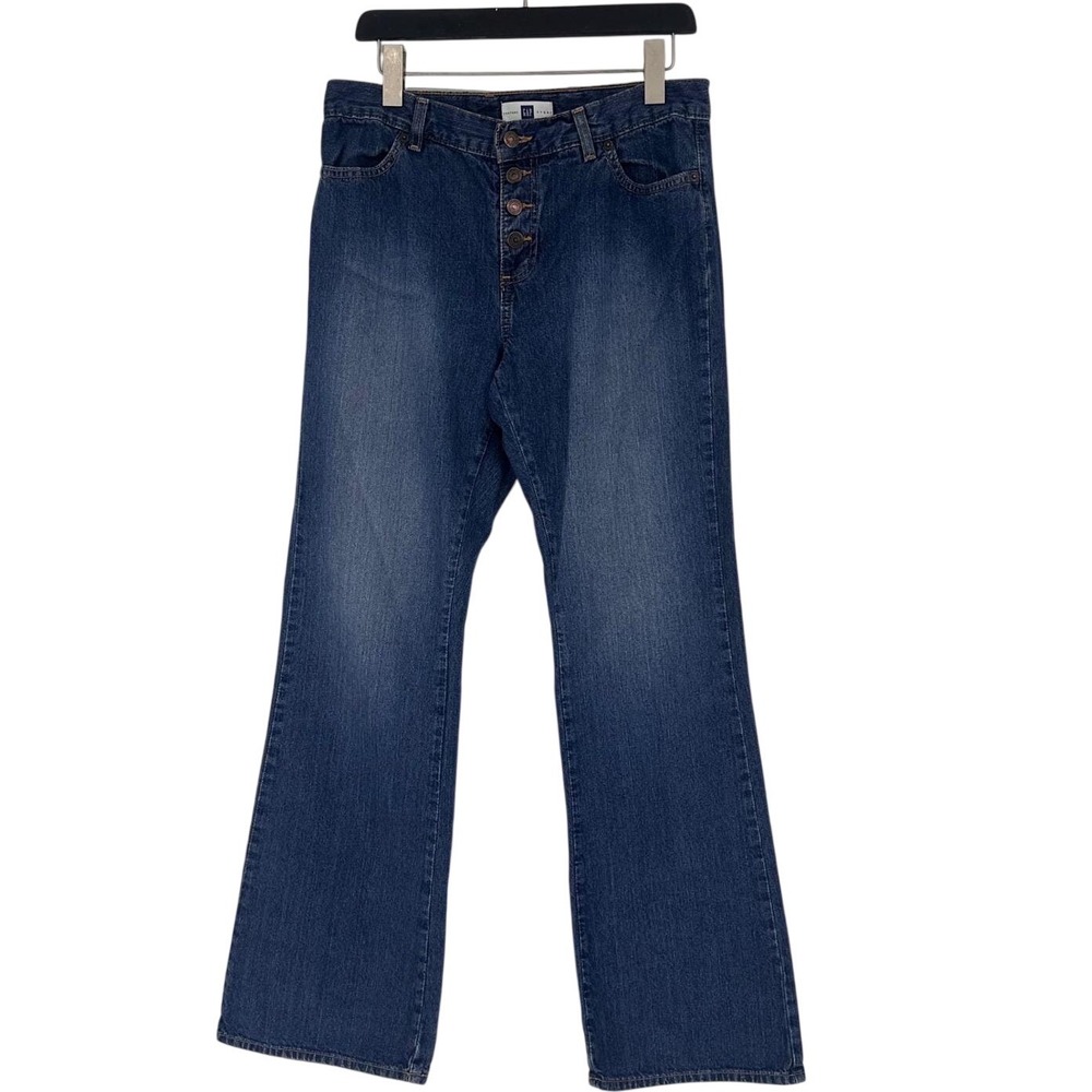 Vintage Gap 90s Flare Button Fly Denim Jeans Womens 10‎ Medium Wash Utility